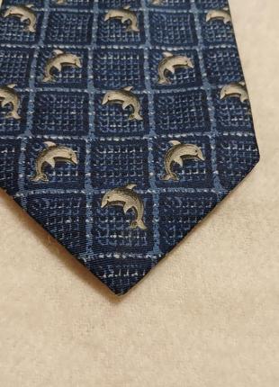 Високоякісна брендова стильна краватка дельфіни шовк 100%3 фото