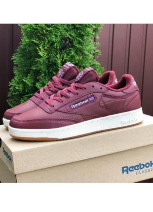 Кроссовки мужские демисезонные reebok реброк бордовые весны/лето/осень кожаные