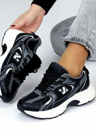 Кросівки жіночі спортивні з сіточкою чорні сірі в стилі new balance