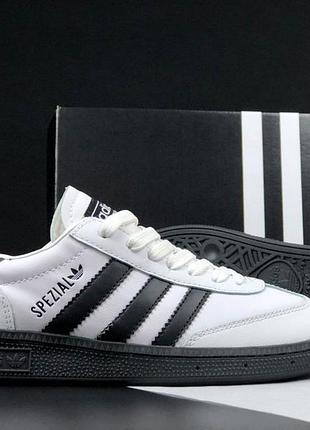 Мужские кожаные черно-белые кеды в стиле adidas spezial 🆕 кожаные кроссовки адидас