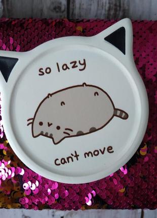 Подставка под кружку,чашку, керамическая подставка ,кот пушин, pusheen