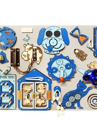 Развивающая игрушка бизиборд "пёс" tg1910759176, 50х40 см, голубой