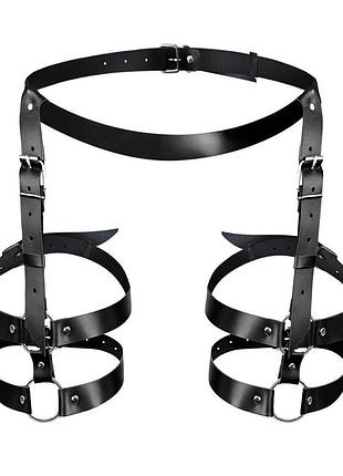 Шкіряні гартери art of sex - melani leather garters, чорні l-2xl