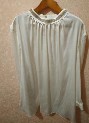 Белая блузка с воротником из страз3 фото