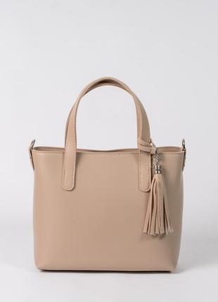 Женская сумка бежевая сумка тоут сумка классическая сумочка среднего размера1 фото