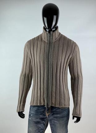 Італійський вовняний светр преміум класу transit uomo full zip knitted 100% wool sweater