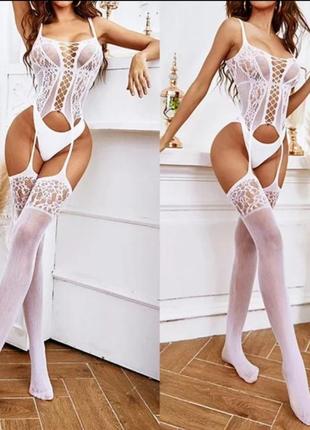 Прозорий корсет сітка з панчохами