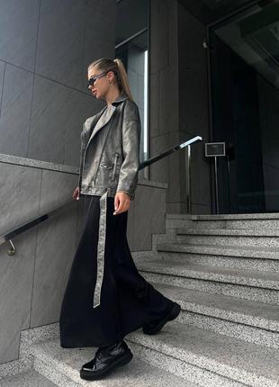 Жіноча куртка косуха у вінтажному стилі сіра потерта терта екошкіра тренд сезону хіт8 фото