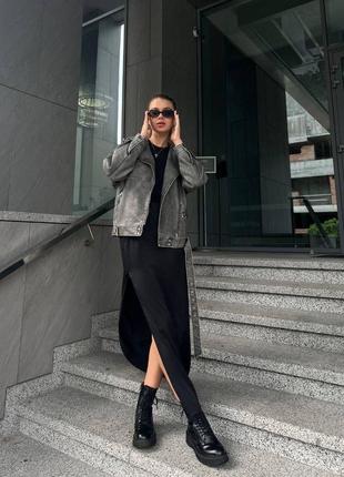 Женская куртка косуха в винтажном стиле серая потертая терта экокожа тренд сезона хит7 фото