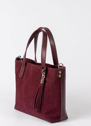Женская сумка бордовая сумка замшевая сумка тоут сумка классическая2 фото