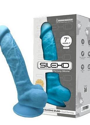 Фалоімітатор silexd johnny blue (model 1 size 7in), двошаровий, силікон+silexpan, діаметр 3,8 см 3
