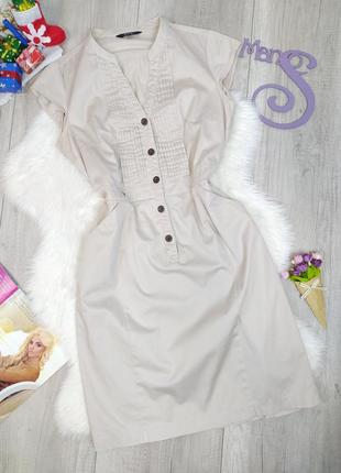 Женское платье ostin с коротким рукавом на пуговицах с карманами бежевое размер l