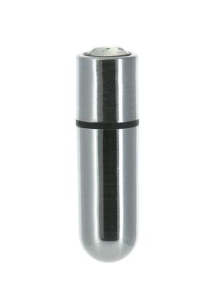 Вибропуля powerbullet first-class bullet 2.5″ with key chain pouch, silver, 9 режимов вибрации, сріблястий