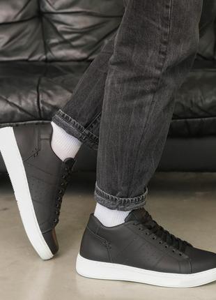 Стильные черные зимние мужские кожаные кроссовки мех,кожа/натуральная кожа-мужская обувь на зиму6 фото