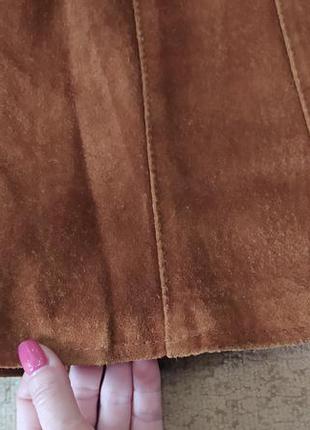 Натуральная кожаная юбка юбка замшевая рижа 
ххс, 32 размер2 фото