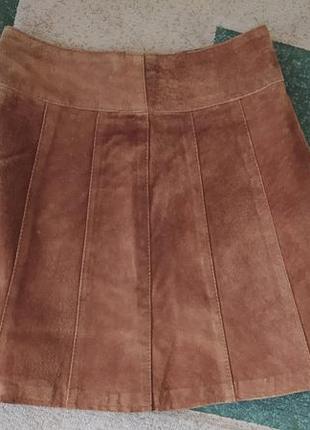 Натуральная кожаная юбка юбка замшевая рижа 
ххс, 32 размер6 фото