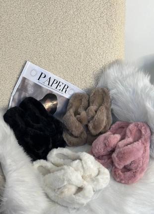 Тапки домашні вʼєтнамки капці шльопанці тапочки з відкритим носком пухнасті теплі...