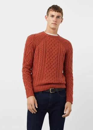 Шерстяной терракотовый свитер джемпер  mango - s