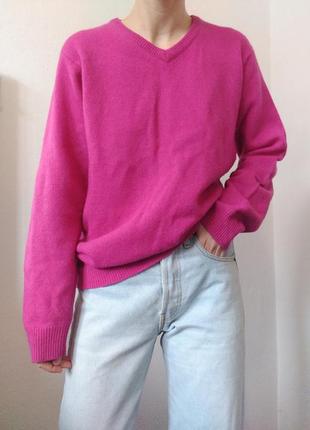 Шерстяний светр розовий джемпер овеча шерсть пуловер реглан лонгслів кофта шерсть вінтажний светр джемпер вінтаж