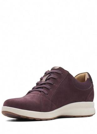 Нубукові кросівки clarks un adorn lace aubergine5 фото