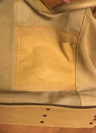 Велика шкіряна сумка кольору зрілого гороху8 фото