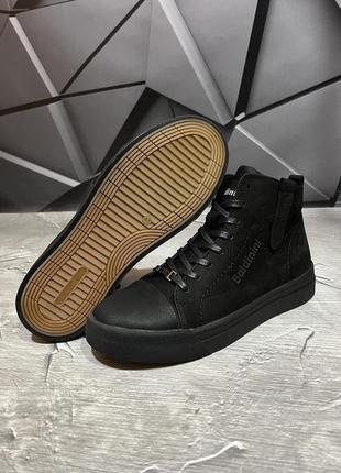 Зимние мужские ботинки baldinini black (мех) 40-427 фото