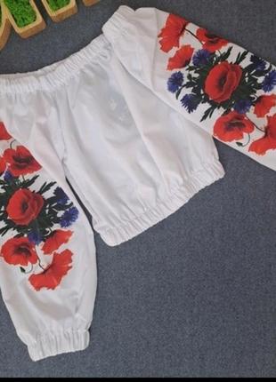 Блуза в стилі вишиванка 110-158, 42-48