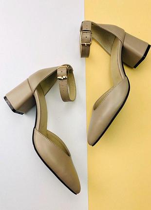 Босоножки из натуральной кожи  с острым носком на каблуке 6см