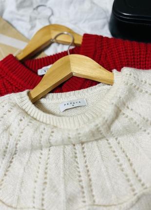 Белый молочный свитер с воротником zara5 фото