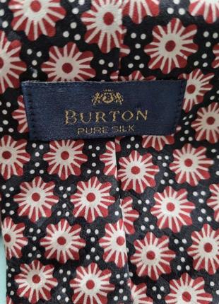100% шелк брендовая красивая шелковая стильная оригинальная черная красная новогодний галстук burton7 фото
