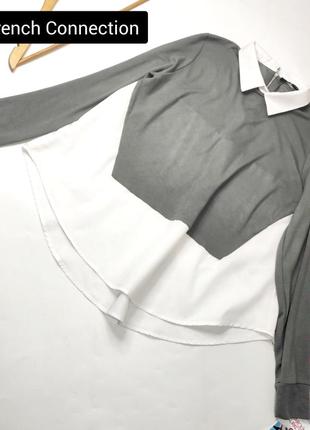 Сорочка жіноча біла сірого кольору вільного крою від бренду french connection s2 фото