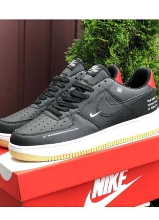 Кроссовки мужские nike air force найк форсе весна/лето/осень черные с красным