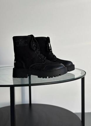 Celine boots black, черевики на флісі, ботинки на флисе3 фото