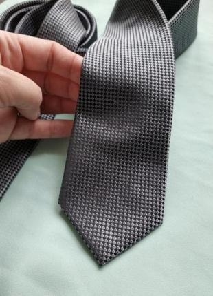 Красивый брендовый стальной серый шикарный оригинальный галстук в клетку primark5 фото