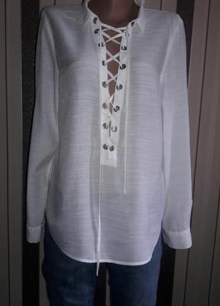 Рубашка h&m со шнуровкой p.44- 46(oversize)1 фото