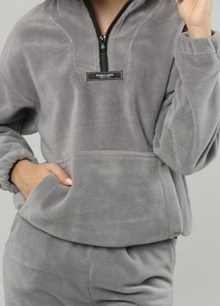 Теплий спортивний флісовий костюм для дівчинки підлітка сірий дитячий підлітковий фліс полар3 фото