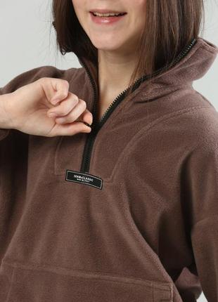 Теплый спортивный флисовый костюм для девочки подростка коричневый капучино детский подростковый флис полар4 фото