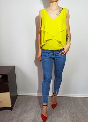 Майка блуза футболка желтая лимонного цвета нарядная1 фото