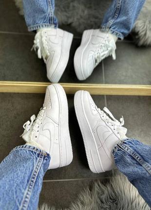 Кроссовки с мехом найк nike air force 1 low white leather (мех)7 фото