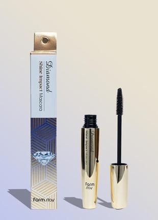 Ультрачерная тушь с эффектом глянца farmstay diamond shine impact mascara 12 мл1 фото