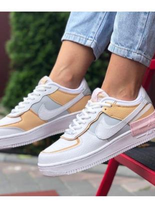 Кроссовки женские nike air force shadow найк форсе белые с желтой весна/лето/осень размер 36