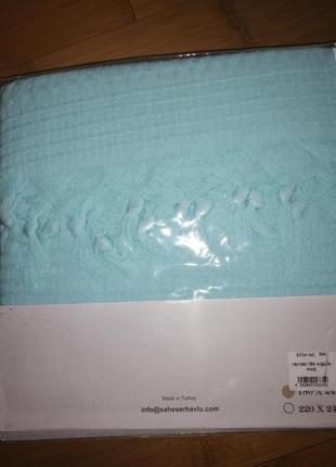 Мятный котоновый плед-покрывало 180*240,пр-во турция
