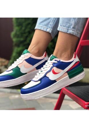 Кроссовки женские nike air force shadow найк форсе розовые с синим весна/лето/осень3 фото