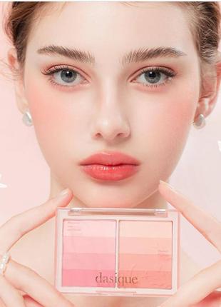 Палетка румян +блеск для губ dasique blending layer cheek set #01 summer coral