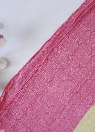 Двухцветный большой широкий шарф из вискозы розовый салатовый3 фото