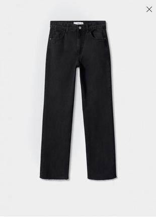 Чорні прямі джинси з необробленим краєм pull&bear4 фото