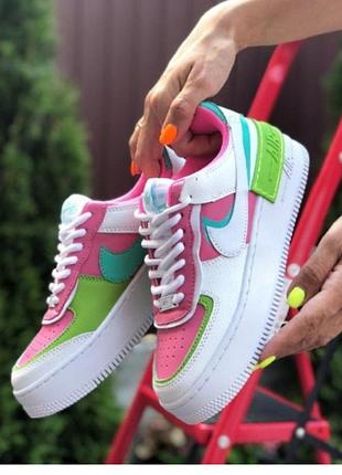 Кросівки жіночі nike air forcе shadow найк форсе білі з малиновою весна/літо/осінь розмір 36 38 39
