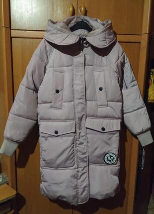 Зимове жіноче пальто пудра розмір m