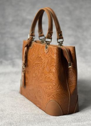 Шкіряна карамельна сумка з квітковим принтом dalida, італія6 фото