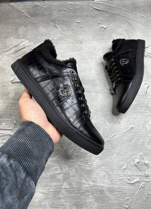 Чоловічі зимові кеди billionaire з натуральної шкіри у середині хутро, зимние...